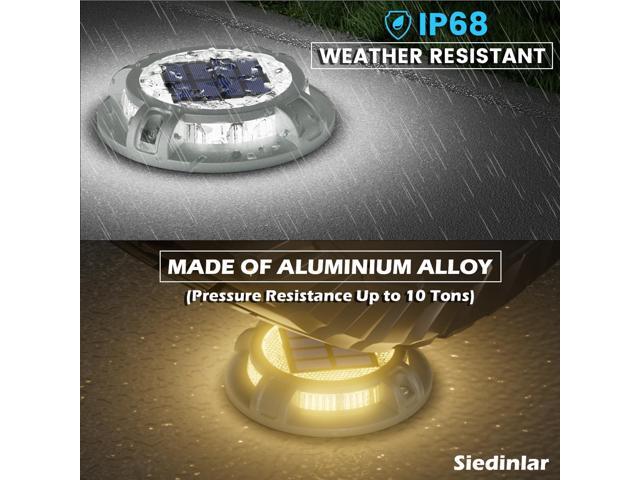 SIEDiNLAR Solar Driveway Lights Outdoor 4 Modes 40 LEDs Deck Driveway Markers Marine Dock Light Waterproof for Walkway Ground Pathway Step Garden...