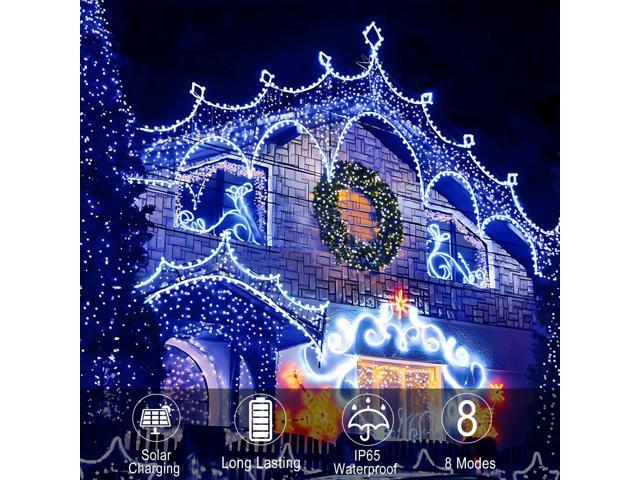 300 LED Solar Rope Lights Outdoor 99 FT Bright Solar Garden String Lights Durable 8 Modes Outdoor Fairy Lights Waterproof Solar Garden Decorative...