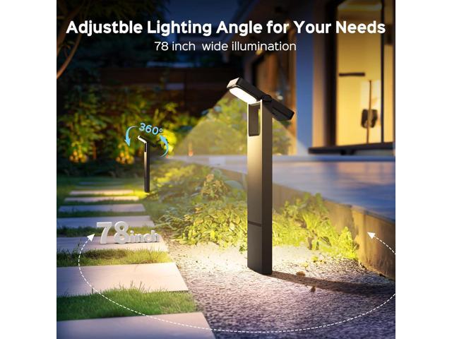 Solar Pathway Lights Outdoor 4 Pack, 360° Adjustable Panel, Multicolor 200LM Solar Powered Path Lights, 12H Lasting, IP65 Waterproof Landscape...
