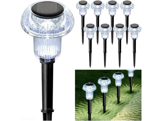 Solar Lights Outdoor 8 Pack Solar Pathway Lights Outdoor 6000K Cold White LED Waterproof Mushroom Lighting Stake for Outside, Yard, Garden, Path,...