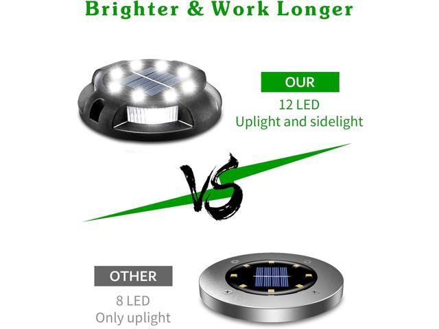 Biling Solar Outdoor Lights - 12 Pack, Bright Uplight Sidelight, Waterproof Deck Lights for Yard, Walkway, Garden, Poolside (White)