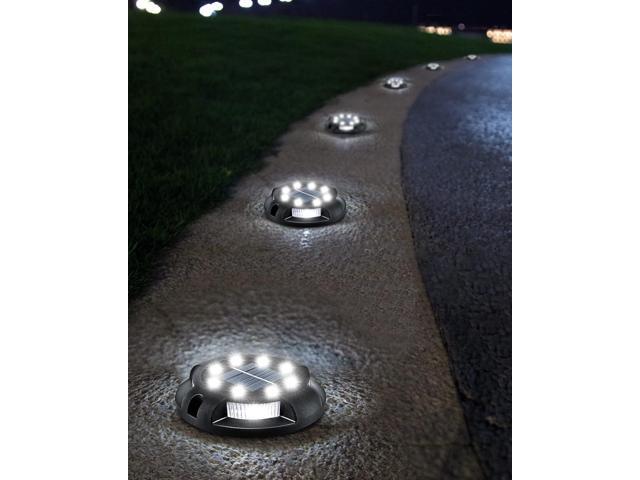 Biling Solar Outdoor Lights - 12 Pack, Bright Uplight Sidelight, Waterproof Deck Lights for Yard, Walkway, Garden, Poolside (White)