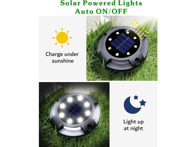 Biling Solar Outdoor Lights - 12 Pack, Bright Uplight Sidelight, Waterproof Deck Lights for Yard, Walkway, Garden, Poolside (White)