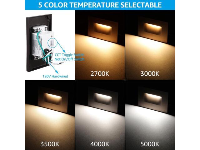 LEONLITE 5CCT 120V LED Step Lights, 3.5W 150LM 5%-100% Dimmable Horizontal Stair Lights Indoor Outdoor Wet Location, CRI90+ & ETL,...