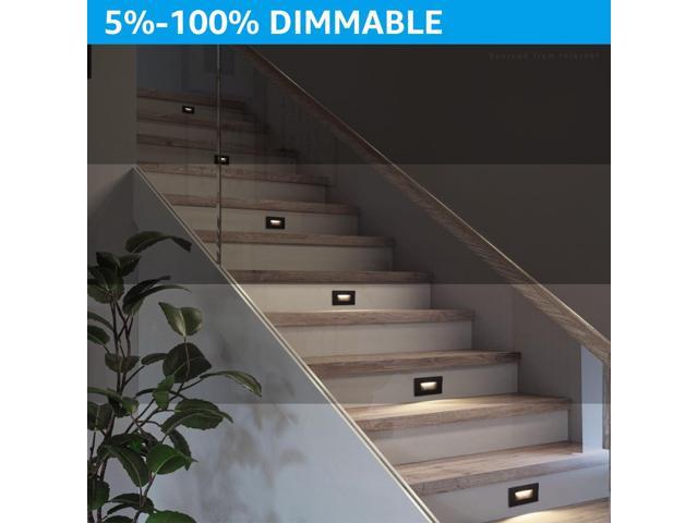 LEONLITE 5CCT 120V LED Step Lights, 3.5W 150LM 5%-100% Dimmable Horizontal Stair Lights Indoor Outdoor Wet Location, CRI90+ & ETL,...
