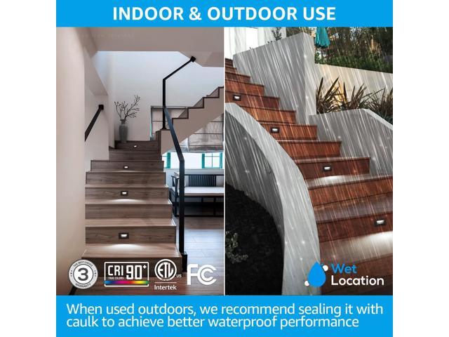LEONLITE 5CCT 120V LED Step Lights, 3.5W 150LM 5%-100% Dimmable Horizontal Stair Lights Indoor Outdoor Wet Location, CRI90+ & ETL,...