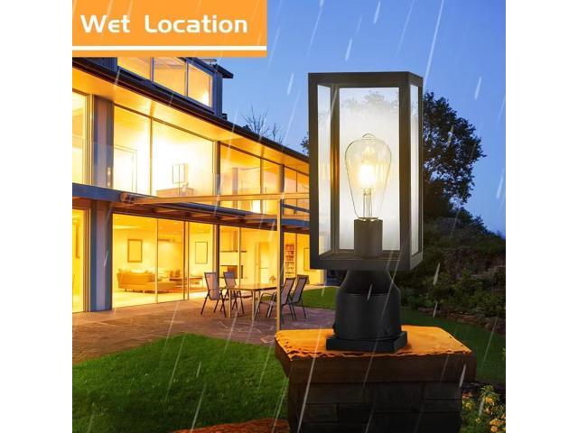 Outdoor Post Light,Waterproof Cast Aluminium Lamp Post Light Fixture,Post Lantern with Pier Mount Base,Matte Black,13.8'',Suitable for Garden,Yard...