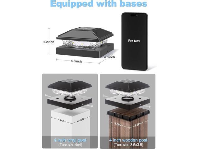 VOLISUN 4x4 Solar Fence - Post Cap Lights 12pack Outdoor Waterproof, Black Deck Post Cap Light with Warm White,for 4x4 Wooden/4x4 Vinyl