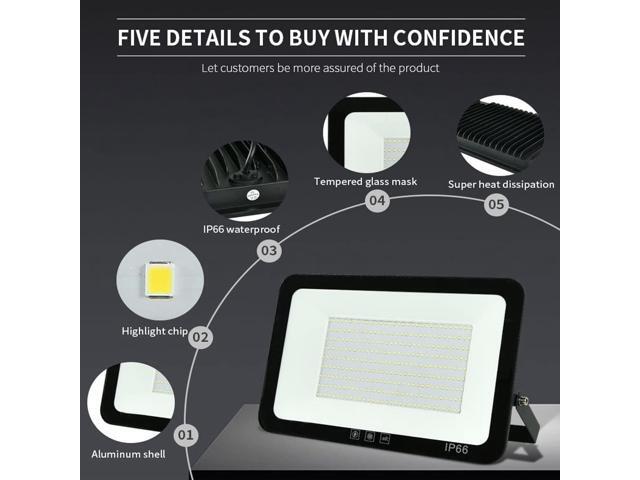 4Pack LED Flood Light Outdoor,50W LED Work Light 5500lm with 6FT US Plug,IP66 Waterproof Exterior Security Lights,6000K Daylight White Outside...