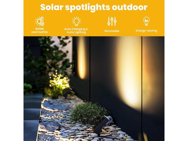 Solar Pathway Lights Outdoor, Dimmable Solar Spot Light IP65 Waterproof, 500LM 3000K Solars Outdoor Lighting for Walkway Landscape Lawn Yard