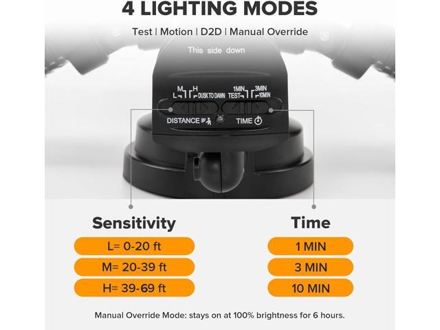 UME 49W LED Security Lights Motion Sensor Light Outdoor, 5000K Daylight, IP65 Waterproof, Dusk to Dawn, 3 Head Motion Detected Flood Light for...