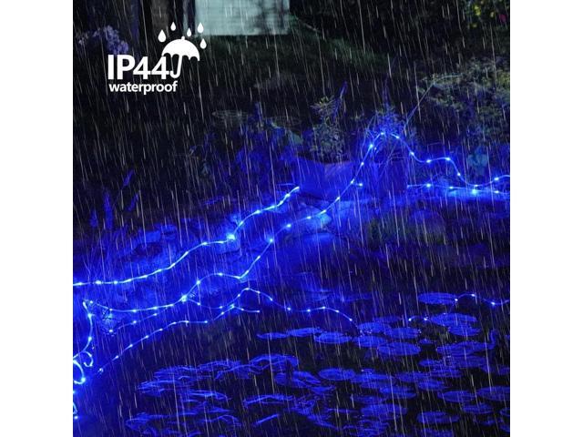 YEGUO 66ft 200 LED Solar Rope Lights Outdoor Waterproof, Solar Pool Lights Blue, 8 Modes Solar Fairy Lights in Clear Thin Tube Outside