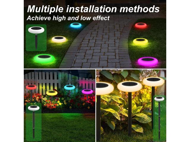 intelamp Solar Pathway Lights Outdoor, 6 Pack 9 Color Changing with Remote Control, Dusk to Dawn Solar Powered Waterproof LED Ground Lighting for...