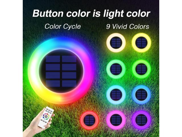 intelamp Solar Pathway Lights Outdoor, 6 Pack 9 Color Changing with Remote Control, Dusk to Dawn Solar Powered Waterproof LED Ground Lighting for...