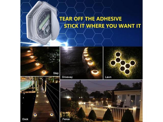 YiLaie Solar Deck Dock Lights Hexagon Warm White Step Lights Outdoor Waterproof Solar Powered for Driveway Post Fence Stairs Yard Patio Pathway...