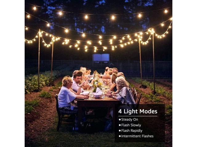 Lepro Solar Outdoor String Lights Patio Bistro Lights, 25ft 26 LED G40 Bulbs, USB Rechargeable Portable Edison Café String Lights for Porch,...