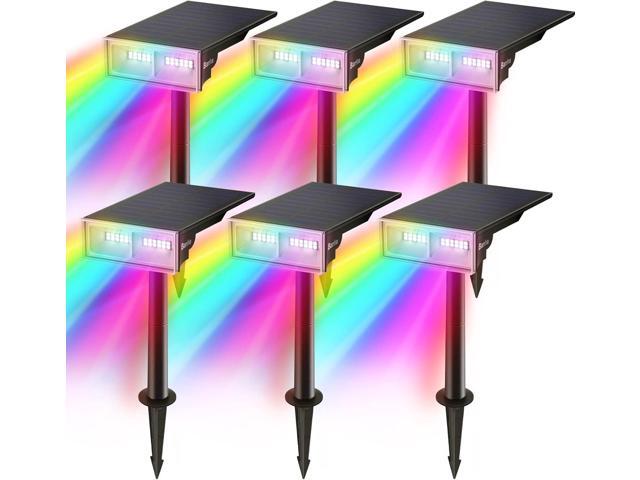 Barrina Solar Spot Lights Outdoor, 24 LEDs RGB Color Changing Solar Landscape Lighting, IP65 Waterproof, Auto On Off Solar Powered Outdoor Light...