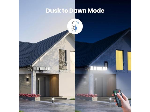Olafus 100W Plug in Flood Lights Dusk to Dawn LED Outdoor Light with Remote, 5 Adjustable Heads IP65 Waterproof LED Security Light with Photocell...