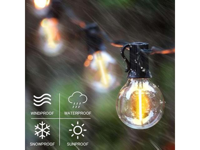 SUNTHIN 100ft Solar String Lights, USB Rechargeable Solar Outdoor Lights with 48 Waterproof & Shatterproof G40 LED Bulbs for Patio, Porch, Garden,...