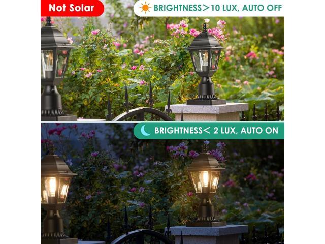 FOLKSMATE Dusk to Dawn Outdoor Post Lights, 2-Pack Waterproof Outside Post Lamps with Pier Mount, Exterior Pole Lantern with Clear Glass, Matte...