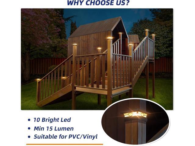 APONUO Solar Post Cap Lights, 4x4 Black Plastic Outdoor Waterproof Lights, Warm White/Cool White LEDs, Fence/Deck Decor, Garden Lighting