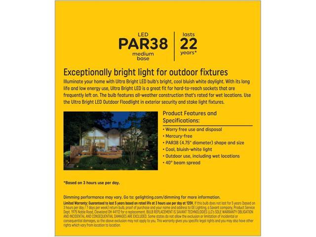 GE Ultra Bright LED Light Bulb, 120 Watt, PAR38 Outdoor Floodlight, Daylight (1 Pack)