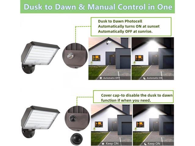 Dusk to Dawn Outdoor 100W LED Flood Light with Knuckle (Plate Included), 14000LM 1000W Equiv., 100-277V 5000K,ETL Commercial LED Floodlight...