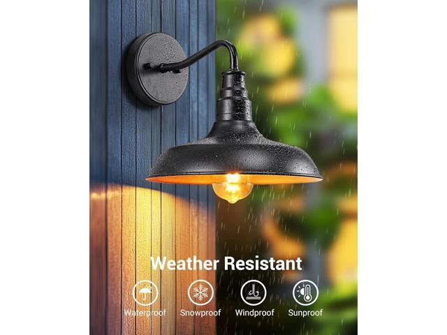 DEWENWILS 2 Pack Outdoor Wall Light, Gooseneck Barn Light Fixture, Black Matte Wall Mount Lantern, Farmhouse Outside Wall Sconce, Exterior Porch...