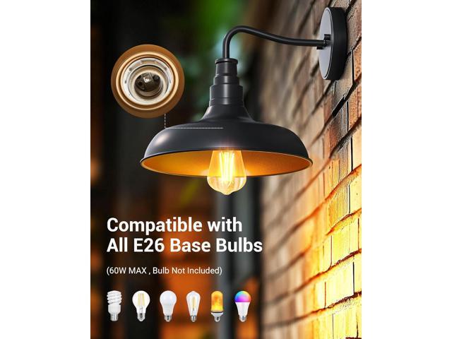 DEWENWILS 2 Pack Outdoor Wall Light, Gooseneck Barn Light Fixture, Black Matte Wall Mount Lantern, Farmhouse Outside Wall Sconce, Exterior Porch...