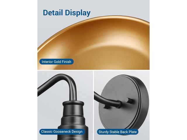 DEWENWILS 2 Pack Outdoor Wall Light, Gooseneck Barn Light Fixture, Black Matte Wall Mount Lantern, Farmhouse Outside Wall Sconce, Exterior Porch...