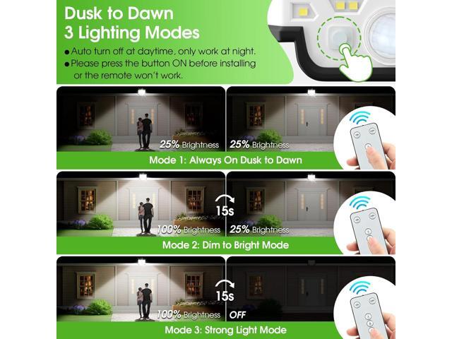 Solar Lights Outdoor Waterproof, 186 Bright LEDs Dusk to Dawn Motion Security Flood Lights with Remote for Outside, Garage,Yard,Patio, 4 Pack