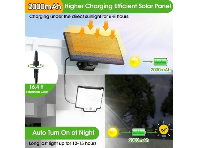 Solar Lights Outdoor Waterproof, 186 Bright LEDs Dusk to Dawn Motion Security Flood Lights with Remote for Outside, Garage,Yard,Patio, 4 Pack