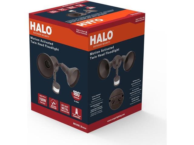HALO 180° Motion Activated Sensor Outdoor Security Flood Light with Lamp Cover, Bronze