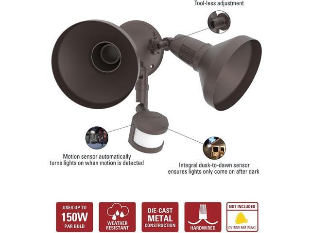 HALO 180° Motion Activated Sensor Outdoor Security Flood Light with Lamp Cover, Bronze
