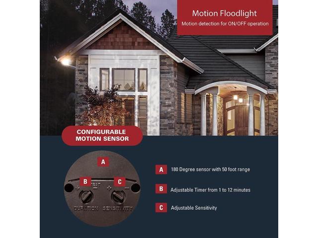 HALO 180° Motion Activated Sensor Outdoor Security Flood Light with Lamp Cover, Bronze