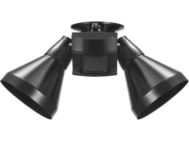Globe Electric 17000140 180-Degree 240 W Twin Head Black Hardwired Motion Sensor Security Flood Light with MotionBright