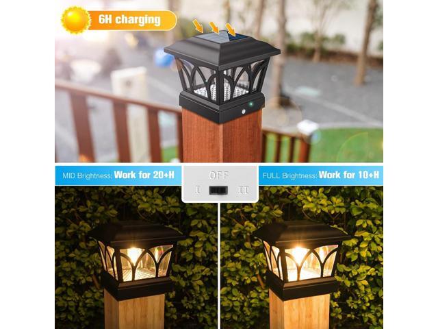 VOLISUN Solar Post Cap Lights Outdoor 4Pack, with Edison LED Bulbs, 2 Brightness Setting, Fence Post Lights Solar Powered for Garden Fence Deck...