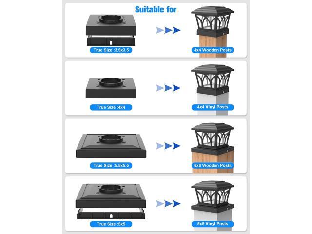 VOLISUN Solar Post Cap Lights Outdoor 4Pack, with Edison LED Bulbs, 2 Brightness Setting, Fence Post Lights Solar Powered for Garden Fence Deck...