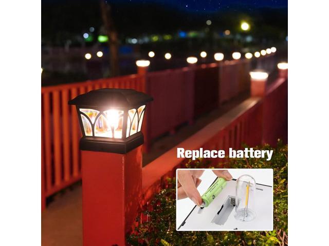 VOLISUN Solar Post Cap Lights Outdoor 4Pack, with Edison LED Bulbs, 2 Brightness Setting, Fence Post Lights Solar Powered for Garden Fence Deck...