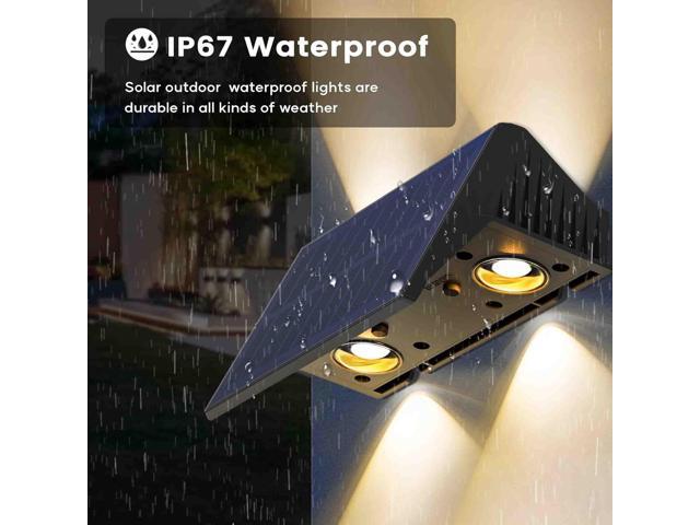 Fence Lights Solar Powered, 6-Pack Solar Fence Lights Up/Down Flexible Buttons, IP67 Waterproof for Outdoor, 100LM Bright, Auto Dusk to Dawn for...