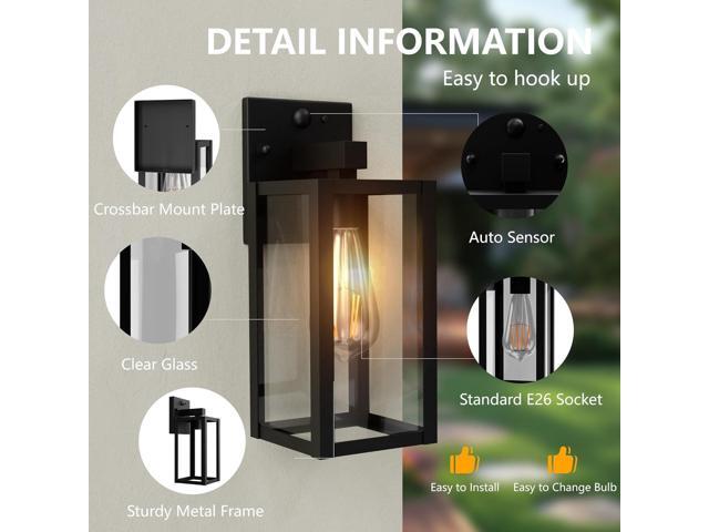 Dawn to Dusk Outdoor Sensor Motion Sensor Light Fixture Waterproof Porch Lights Anti-Rust Exterior Wall Mount Light Outdoor Wall Lantern for Patio...