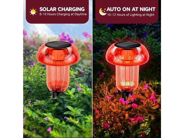 Halloween Solar Pathway Lights Outdoor 4 Pack, Red LED Driveway Light Solar Powered, Garden Decor, Mushroom Solar Lights Outdoor Waterproof for...