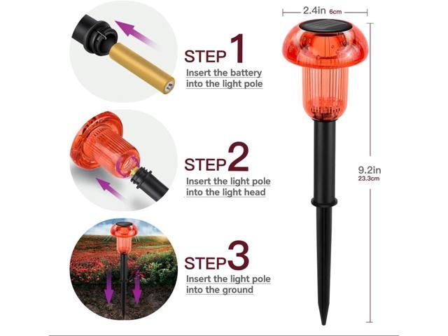 Halloween Solar Pathway Lights Outdoor 4 Pack, Red LED Driveway Light Solar Powered, Garden Decor, Mushroom Solar Lights Outdoor Waterproof for...