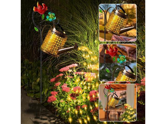 Solar Lanterns Cardinal Granden Decor, Watering Can with Cardinal Shepherd Hook and Cascading Lights, Outdoor Solar Lantern for Garden Yard Decor,...