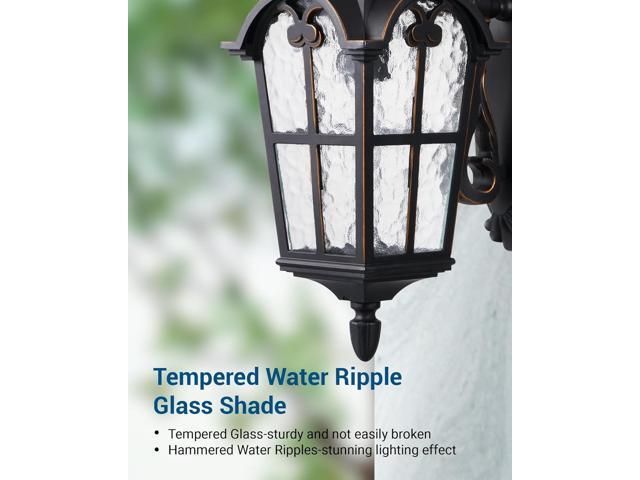 DEWENWILS Dusk to Dawn Outdoor Wall Light, Waterproof Exterior Light Fixture, Black Roman 17.7' H Wall Mount Sconce Porch Lights, Outside Wall...