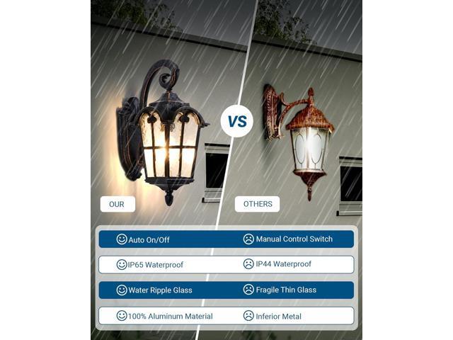 DEWENWILS Dusk to Dawn Outdoor Wall Light, Waterproof Exterior Light Fixture, Black Roman 17.7' H Wall Mount Sconce Porch Lights, Outside Wall...