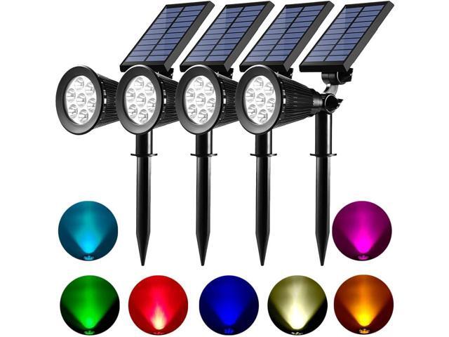 Solar Spot Lights Outdoor Waterproof Solar Powered Spotlight Landscape Lighting Color Changing Auto On/Off for Yard Garden Tree 4 Pack