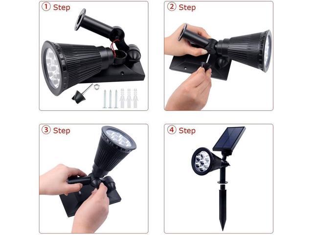 Solar Spot Lights Outdoor Waterproof Solar Powered Spotlight Landscape Lighting Color Changing Auto On/Off for Yard Garden Tree 4 Pack