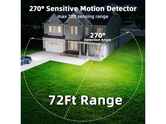 LED Motion Sensor Outdoor Lights, 6500LM, 270° 72FT Detected Range, Dusk to Dawn, 5000K, IP65 Waterproof Flood Lights Outdoor, 3 Head Motion...