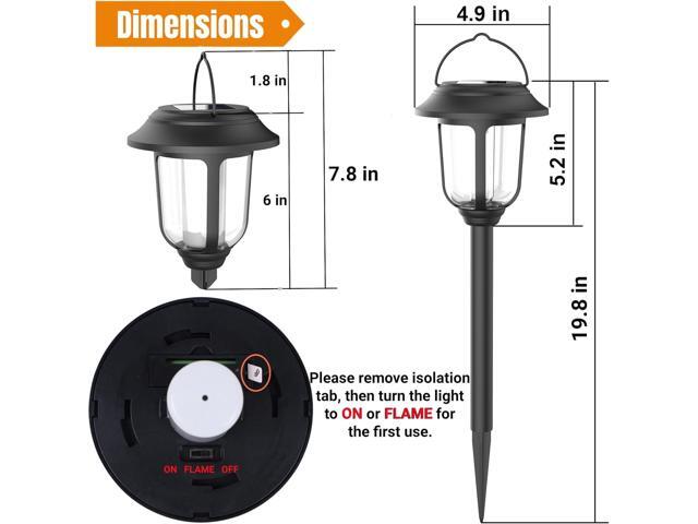 Dynaming Dual Use Solar Flame Lights Outdoor 6 Pack, Solar Flickering Flame Pathway Lights, Hanging Lantern Light, Auto On/Off & Waterproof for...